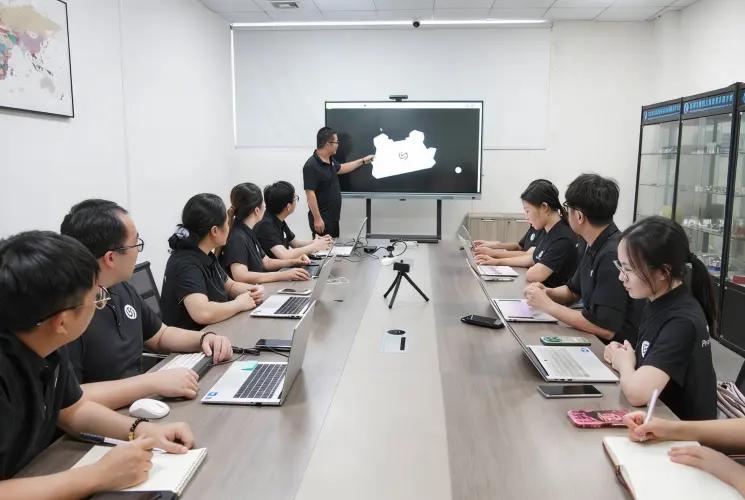 Expert team meeting discussing precision manufacturing solutions