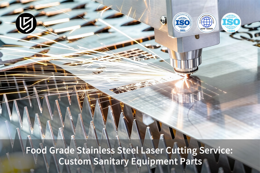 A fiber laser precisely cuts 304 stainless steel pipe to create sanitary fittings for dairy processing.